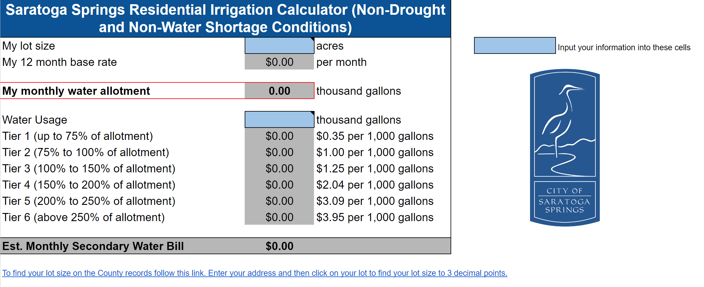 Example of Irrigation Calculator