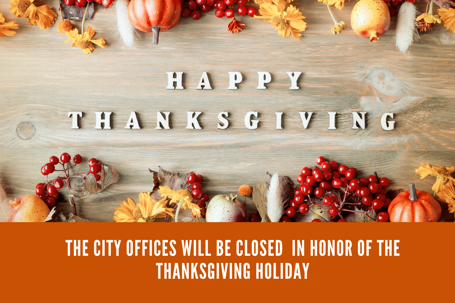 City Offices Closed for Thanksgiving