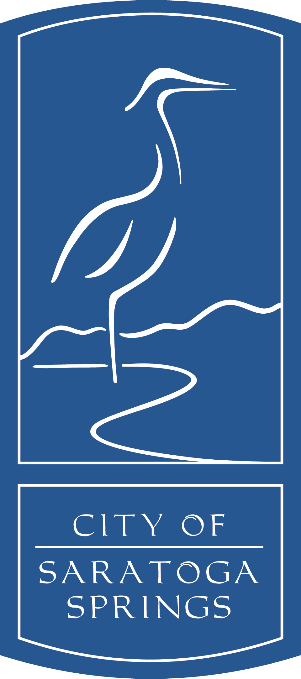 Saratoga Springs - Vertical Blue (Solid Bird)- White removed