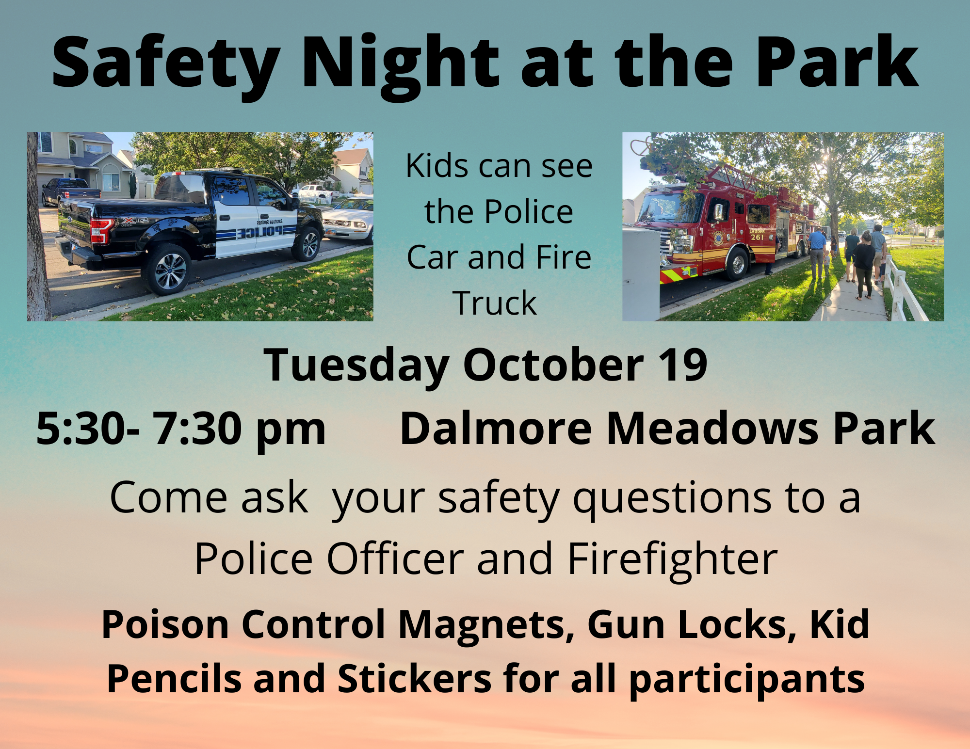 Safety Night at the Park October 19